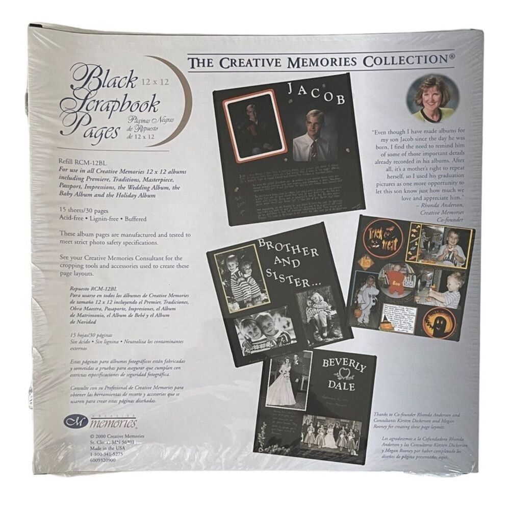 BLACK Creative Memories Scrapbook Pages Original 12x12 Page Refills NEW NWT